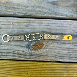 💥🔥💥 BEIGE LEATHER BRACELET WITH GOLD HARDWARE AND LOOPS 💥🔥💥